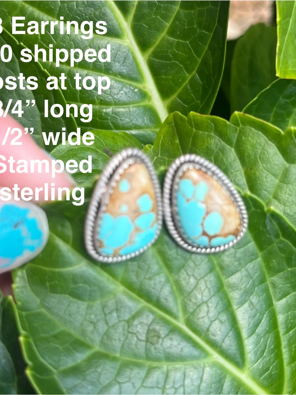 Mine 8 Turquoise Sterling Silver Teardrop Stud Earrings
